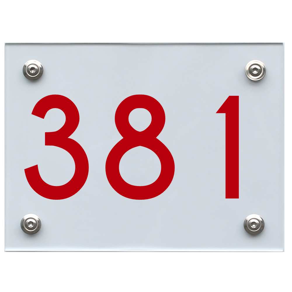Hausnummernschild 381 rot