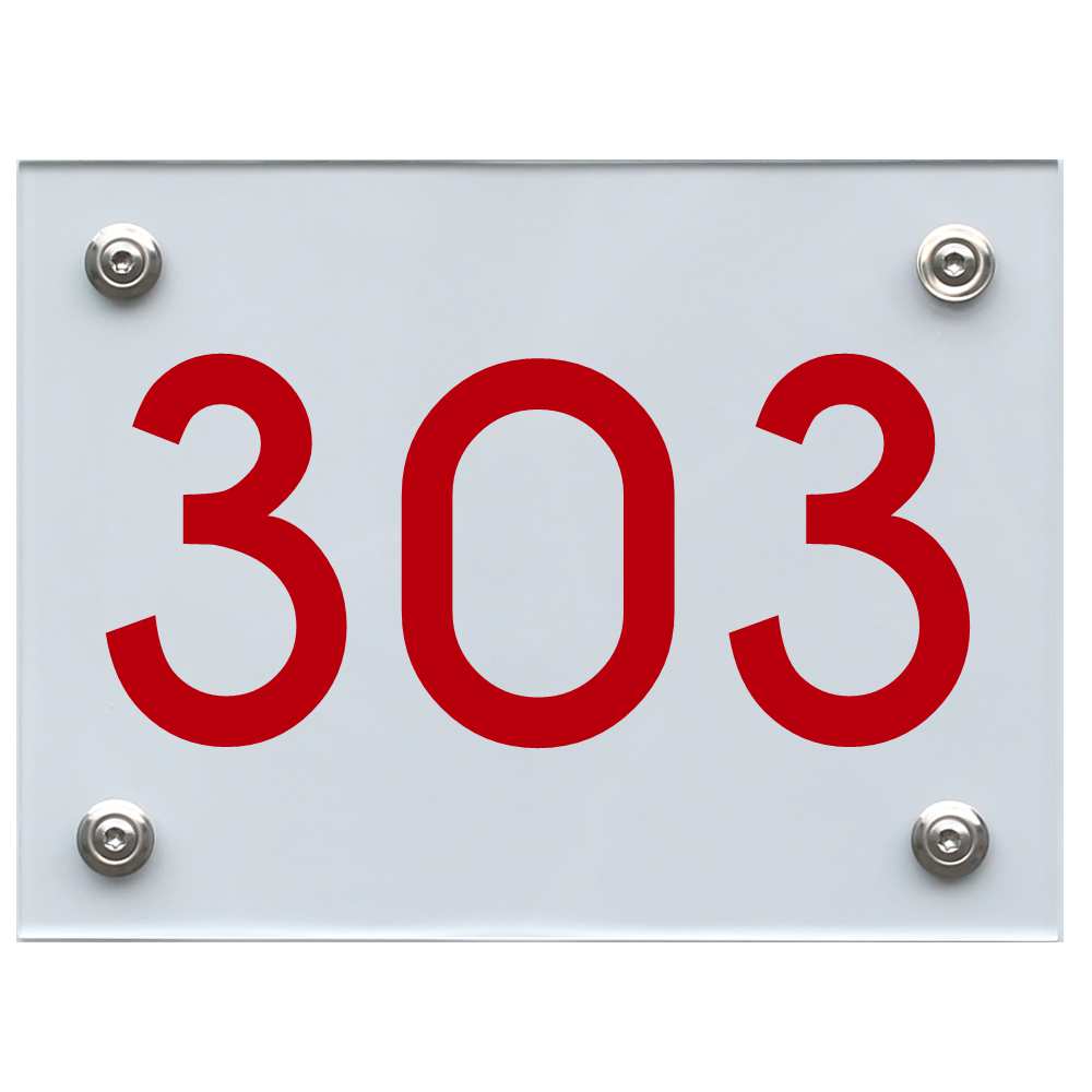 Hausnummernschild 303 rot