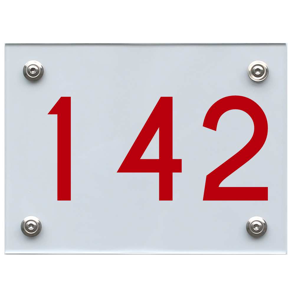 Hausnummernschild 142 rot