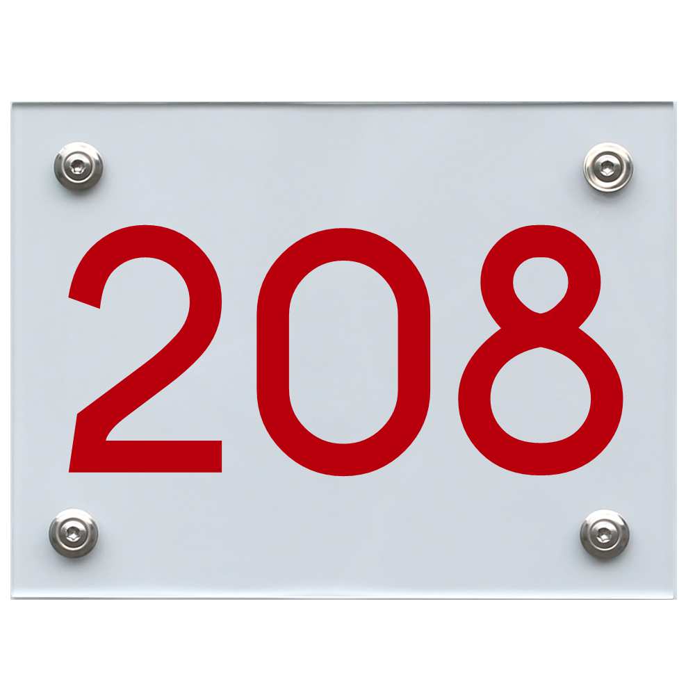 Hausnummernschild 208 rot