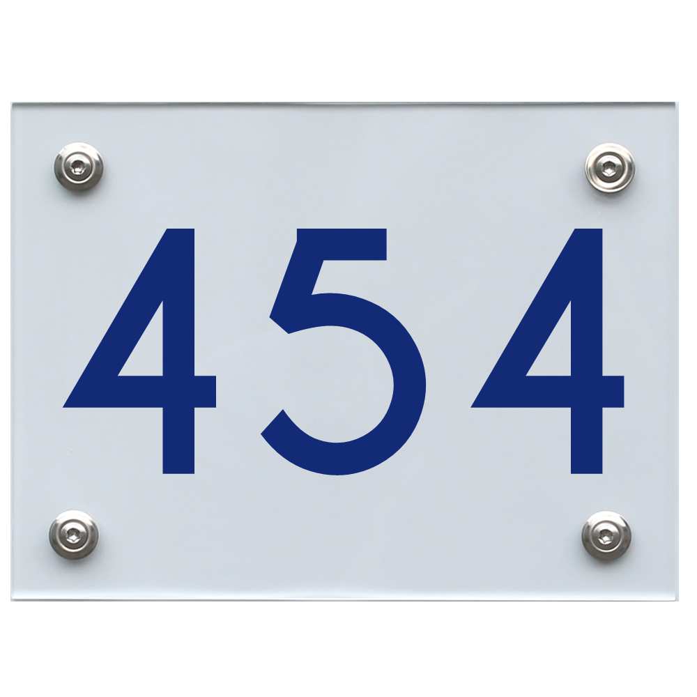 Hausnummernschild 454 blau
