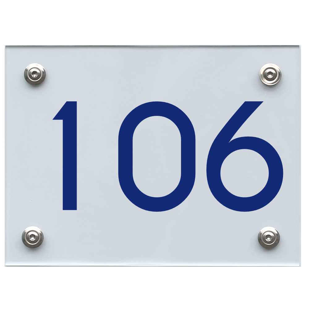Hausnummernschild 106 blau