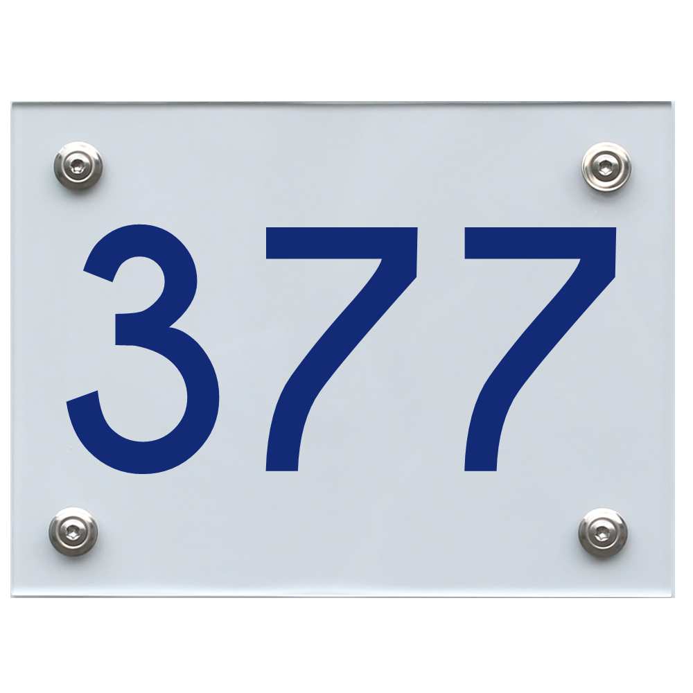 Hausnummernschild 377 blau