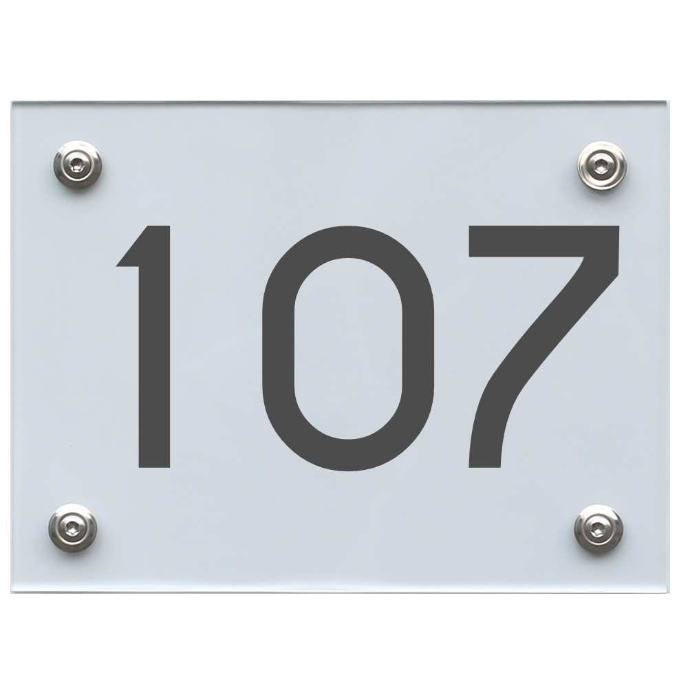 Hausnummernschild 107 dunkelgrau