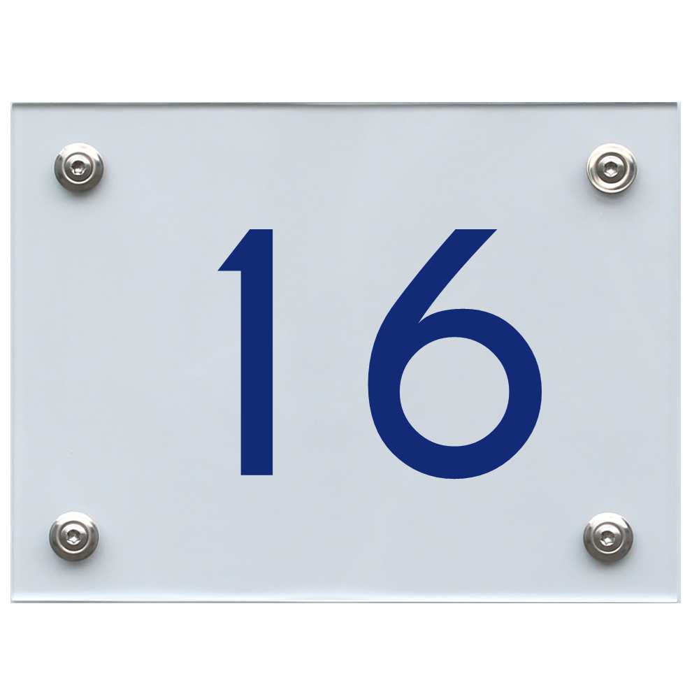 Hausnummernschild 16 blau