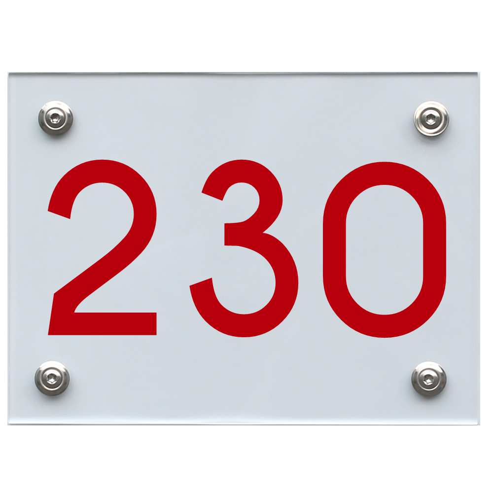 Hausnummernschild 230 rot