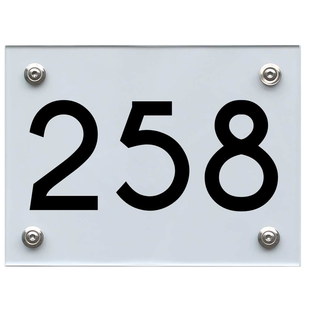Hausnummernschild 258 schwarz