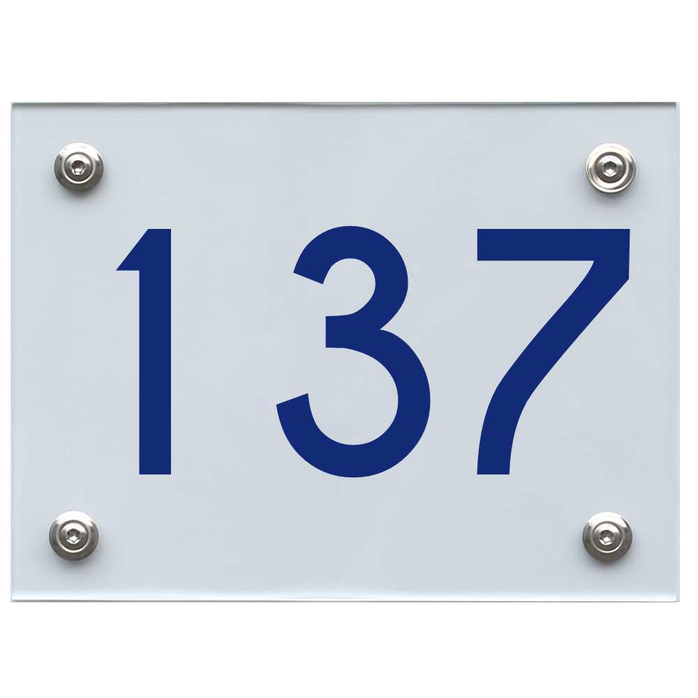 Hausnummernschild 137 blau