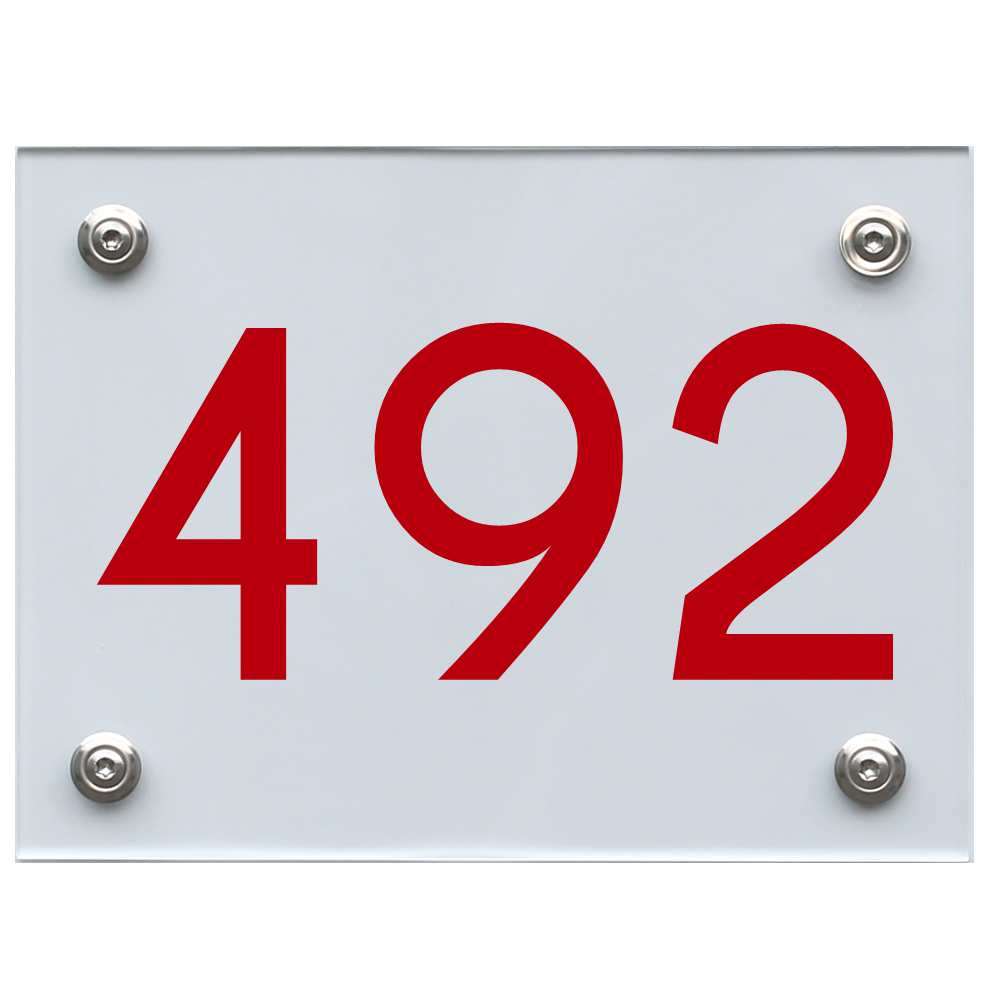 Hausnummernschild 492 rot