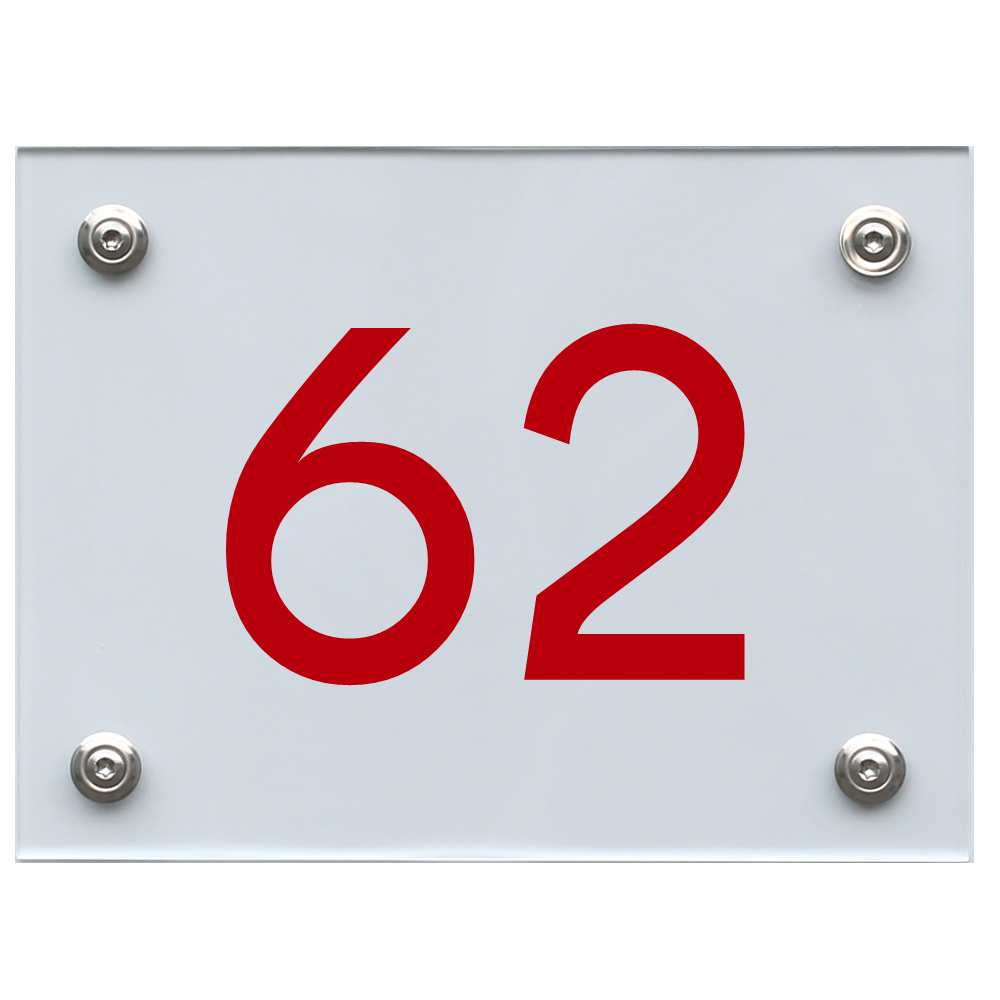 Hausnummernschild 62 rot