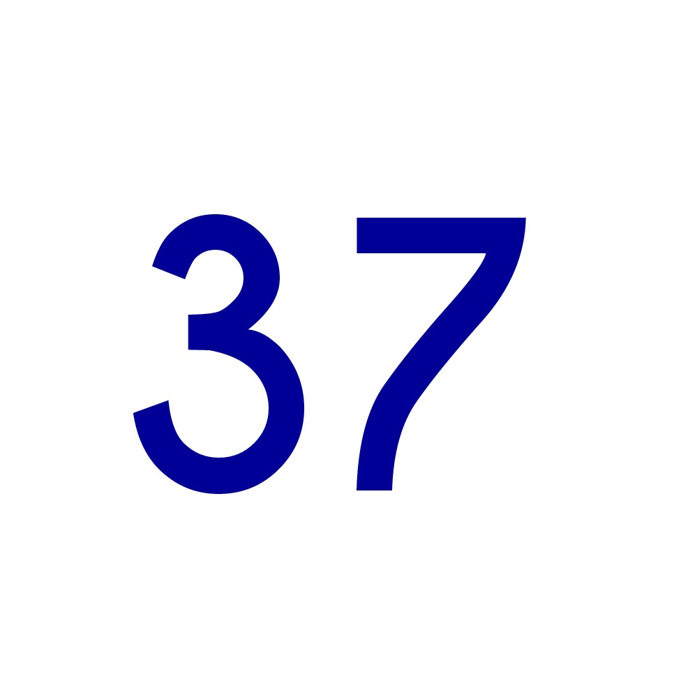 Hausnummer Aufkleber 37 blau