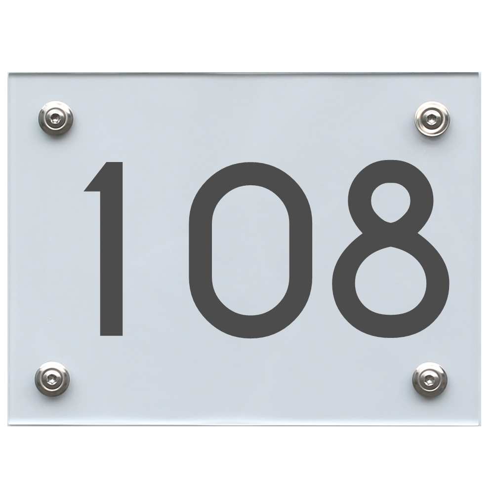 Hausnummernschild 108 dunkelgrau