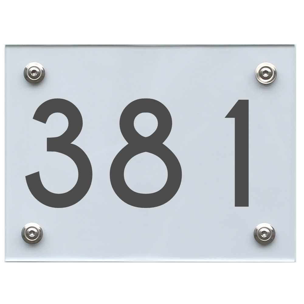 Hausnummernschild 381 dunkelgrau