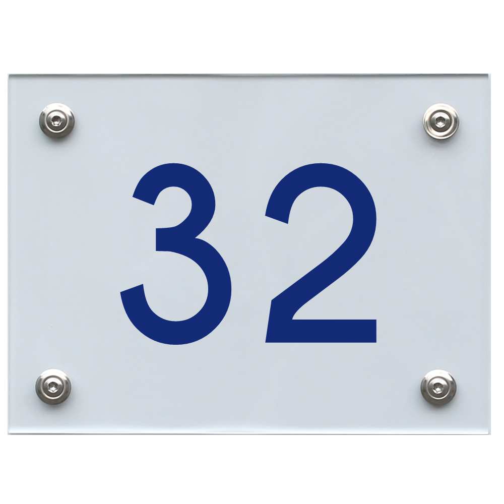 Hausnummernschild 32 blau