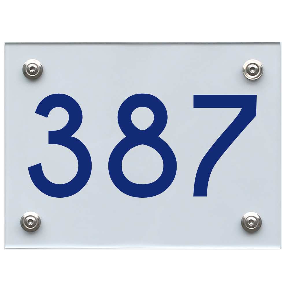Hausnummernschild 387 blau