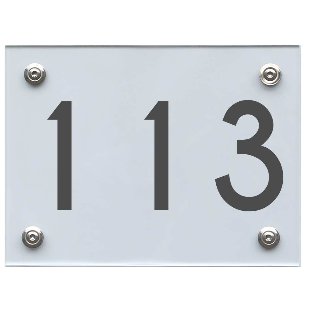 Hausnummernschild 113 dunkelgrau