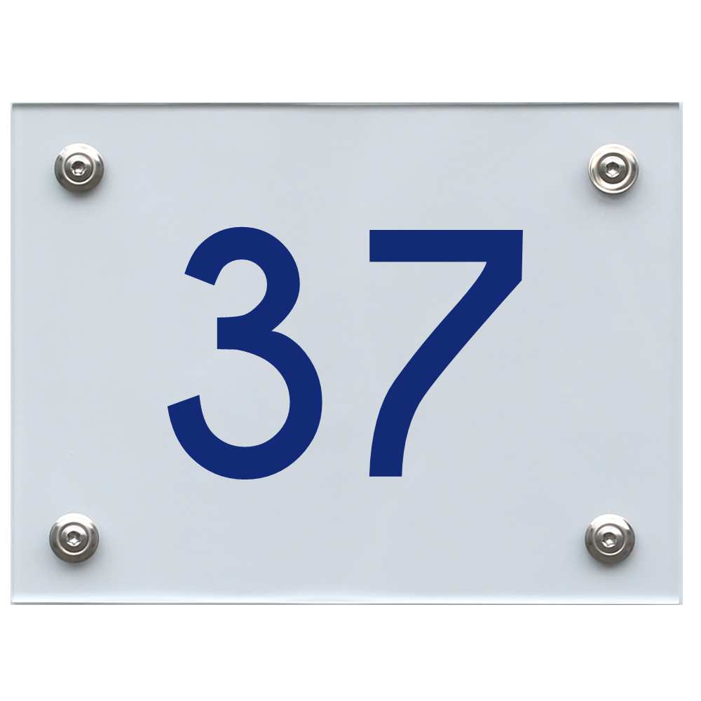Hausnummernschild 37 blau