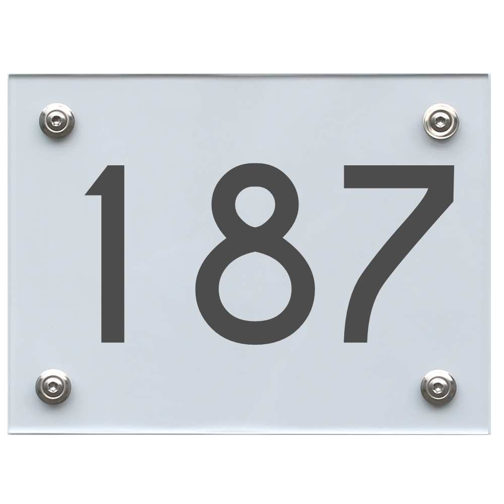 Hausnummernschild 187 dunkelgrau
