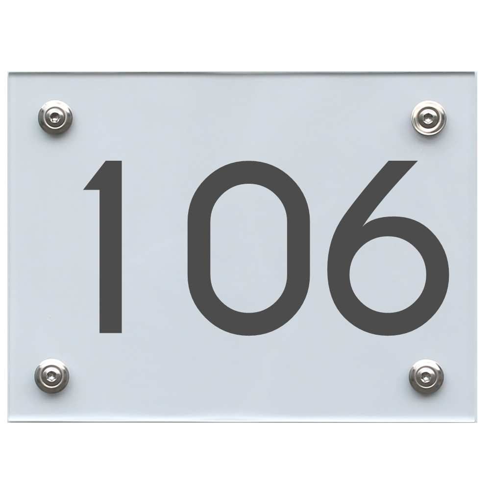 Hausnummernschild 106 dunkelgrau