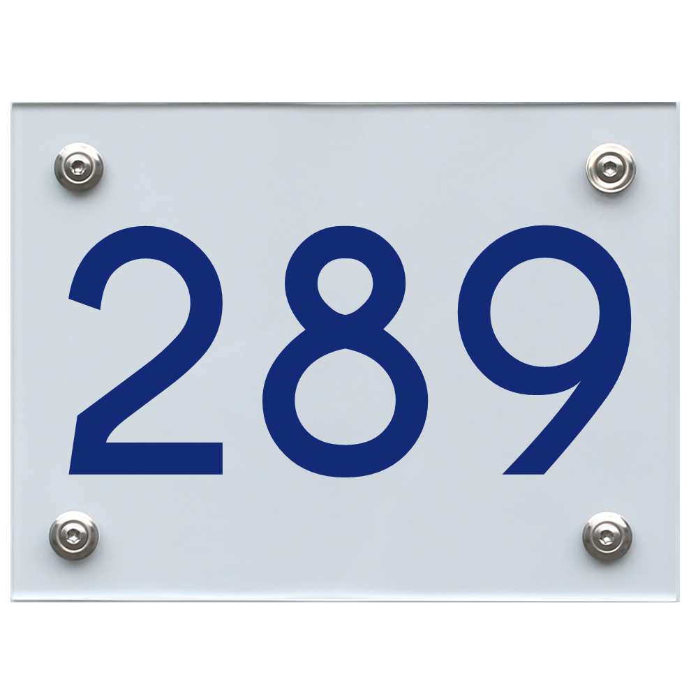 Hausnummernschild 289 blau