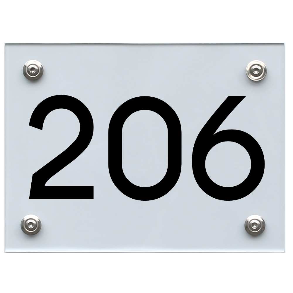 Hausnummernschild 206 schwarz
