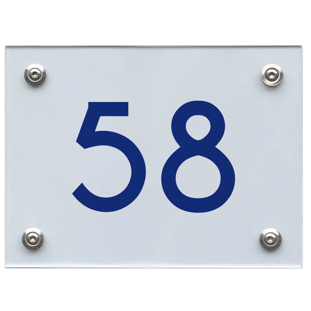 Hausnummernschild 58 blau