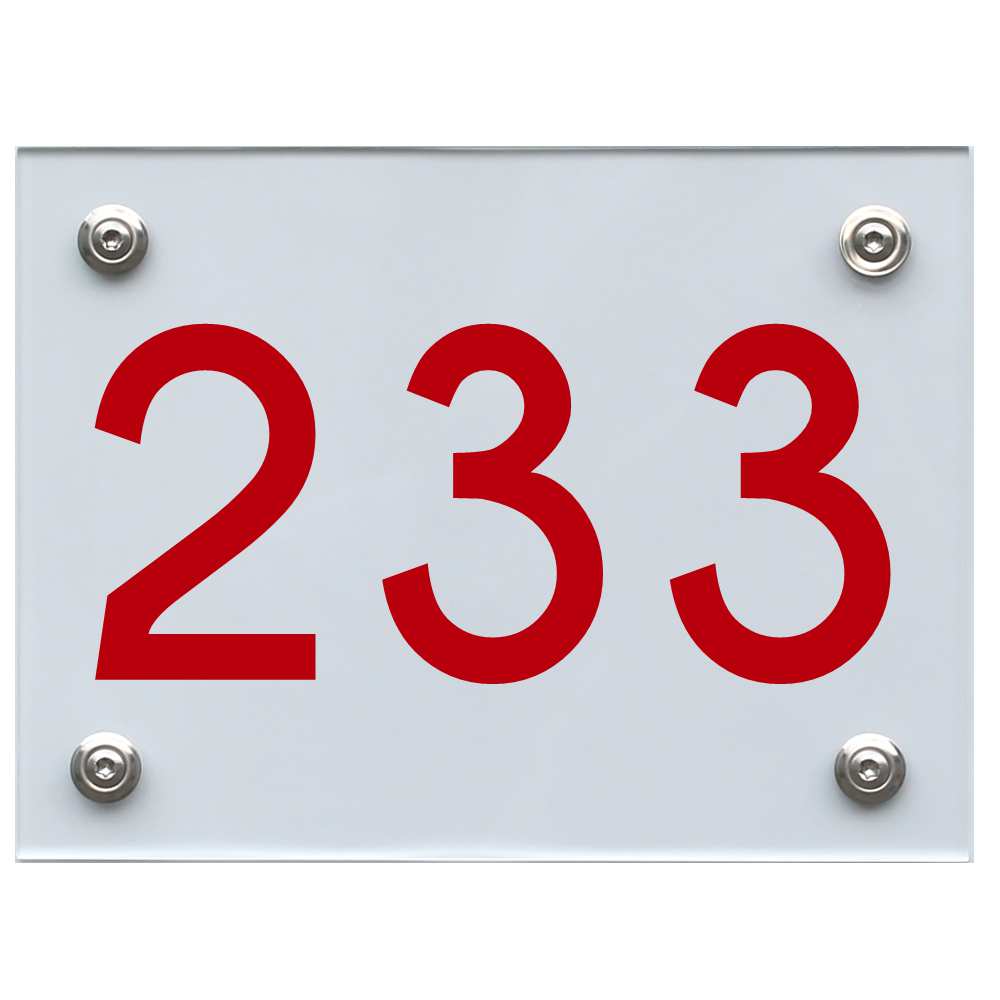 Hausnummernschild 233 rot
