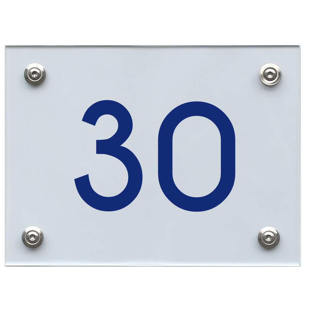 Hausnummernschild 30 blau