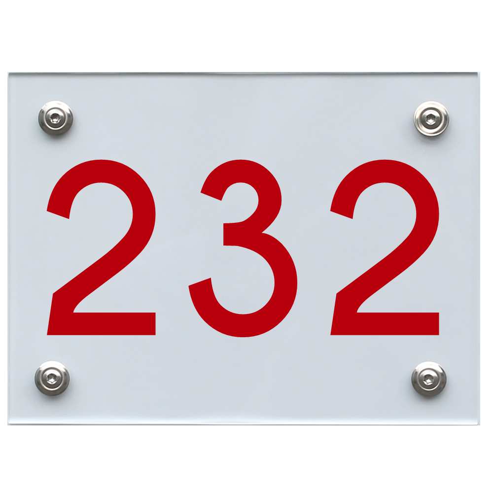 Hausnummernschild 232 rot