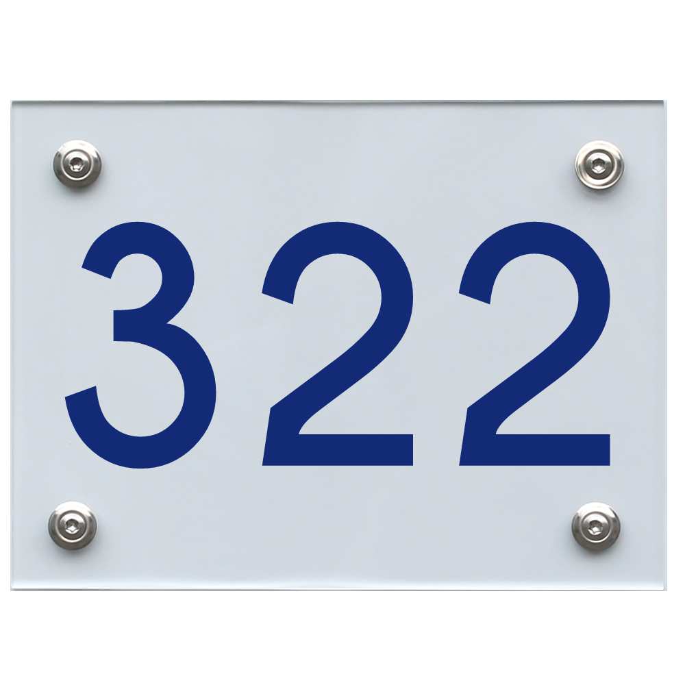 Hausnummernschild 322 blau