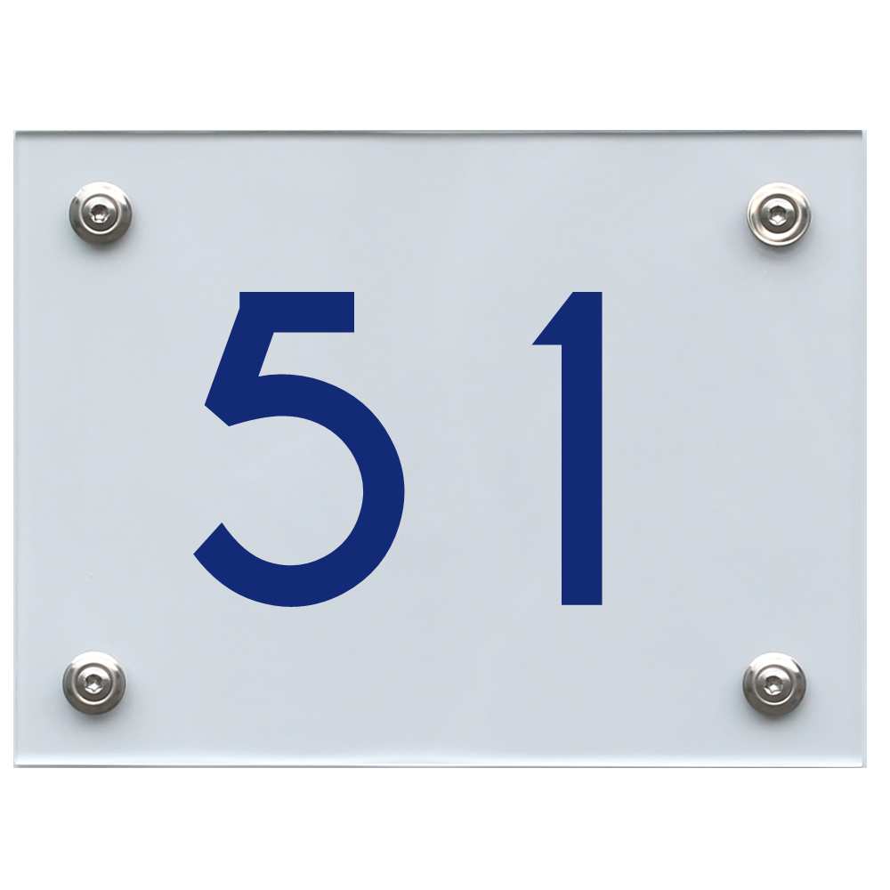 Hausnummernschild 51 blau