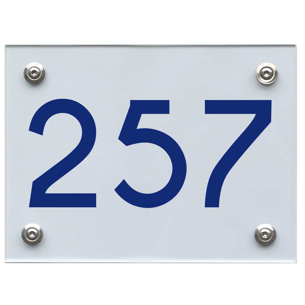 Hausnummernschild 257 blau