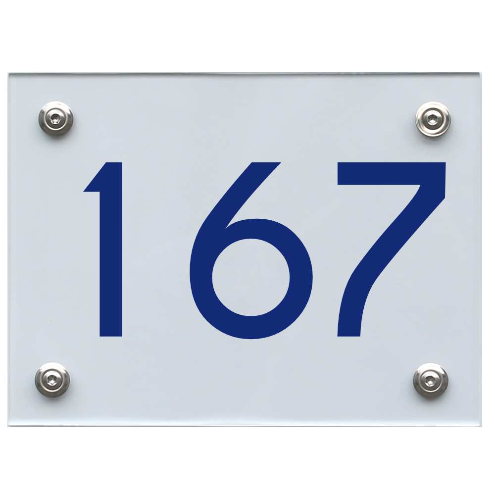 Hausnummernschild 167 blau