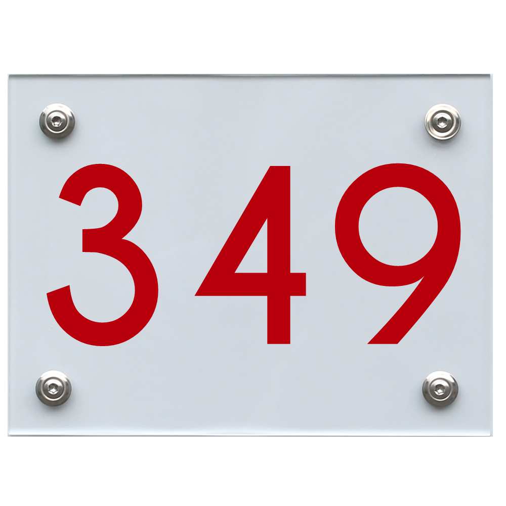 Hausnummernschild 349 rot