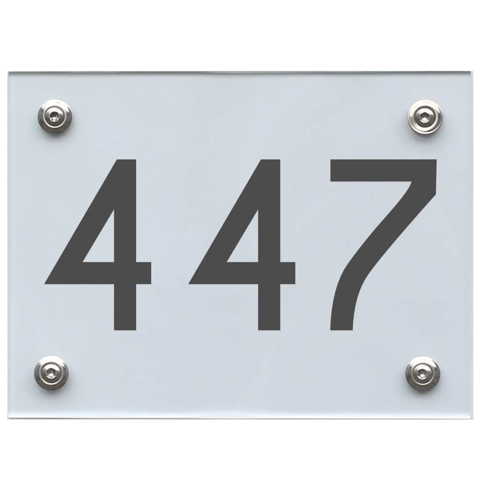 Hausnummernschild 447 dunkelgrau