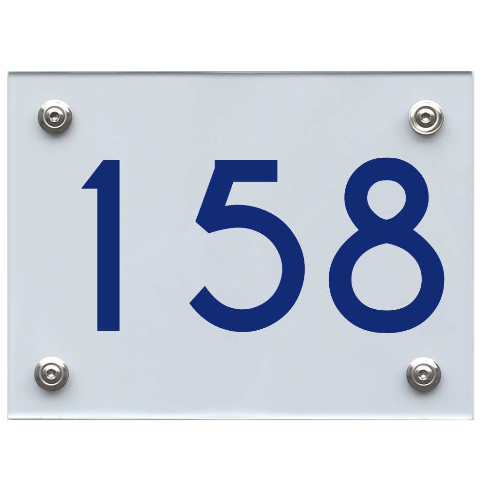 Hausnummernschild 158 blau
