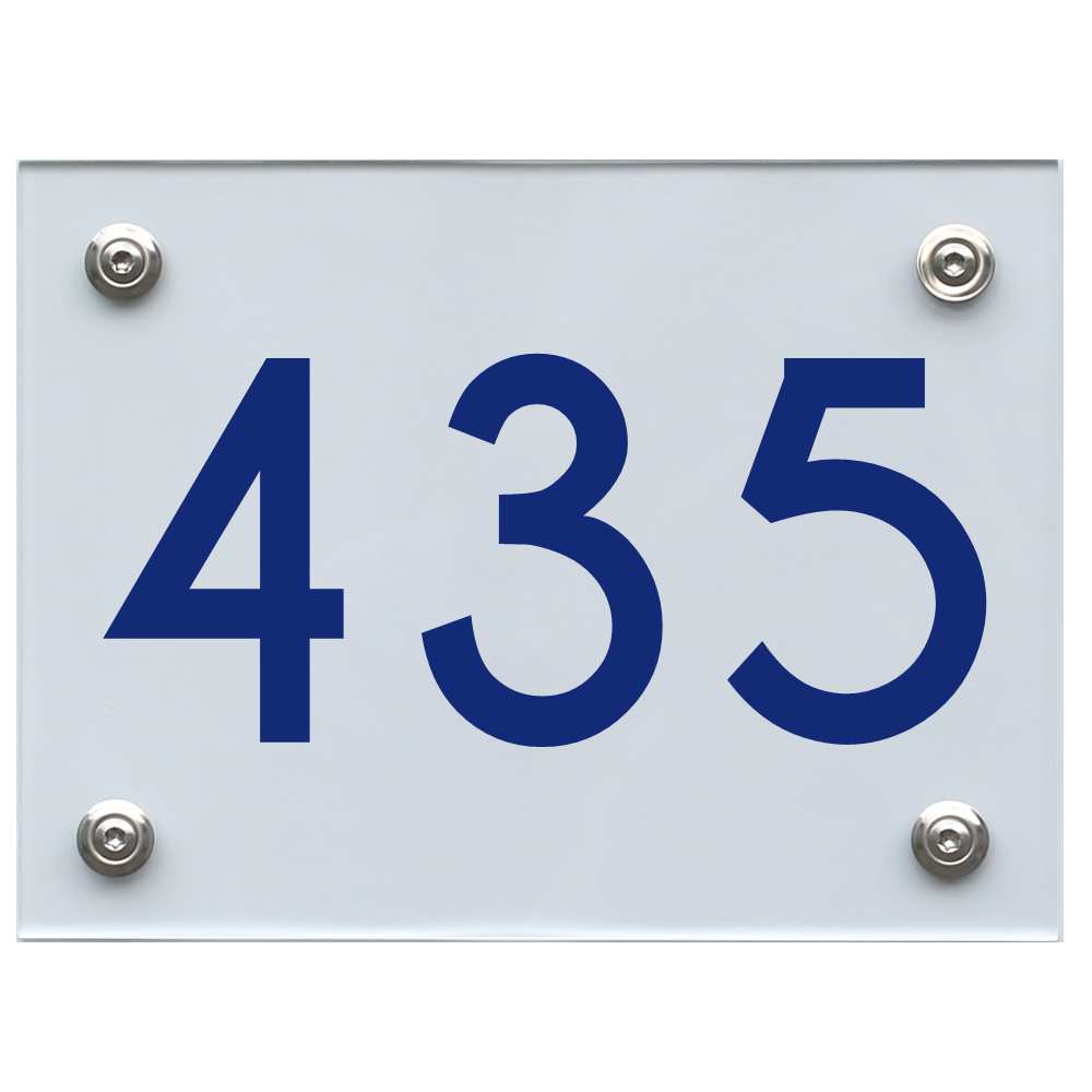 Hausnummernschild 435 blau