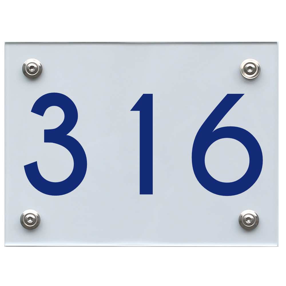 Hausnummernschild 316 blau