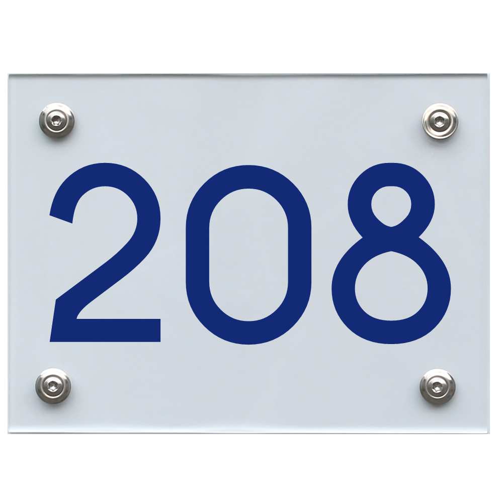 Hausnummernschild 208 blau