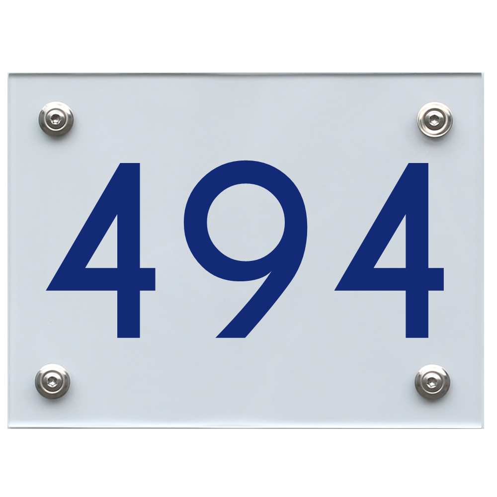 Hausnummernschild 494 blau