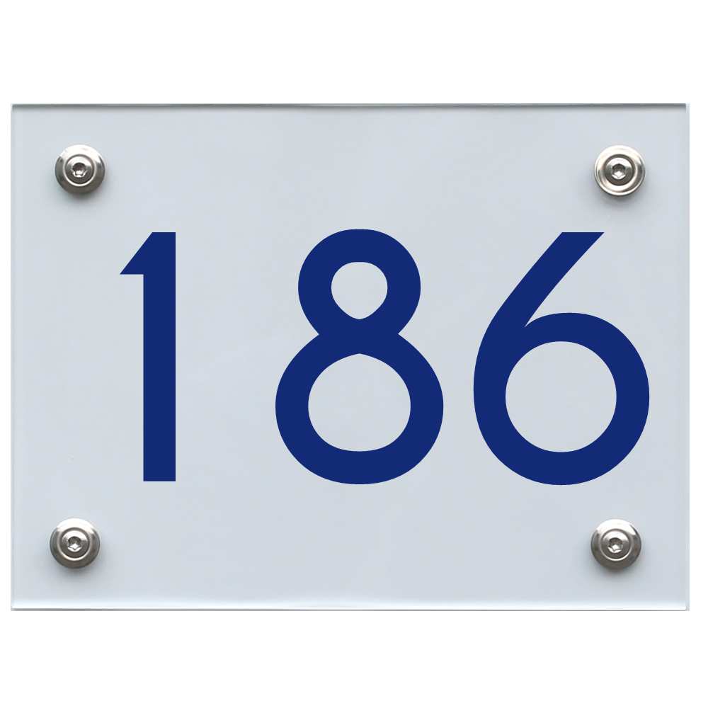 Hausnummernschild 186 blau