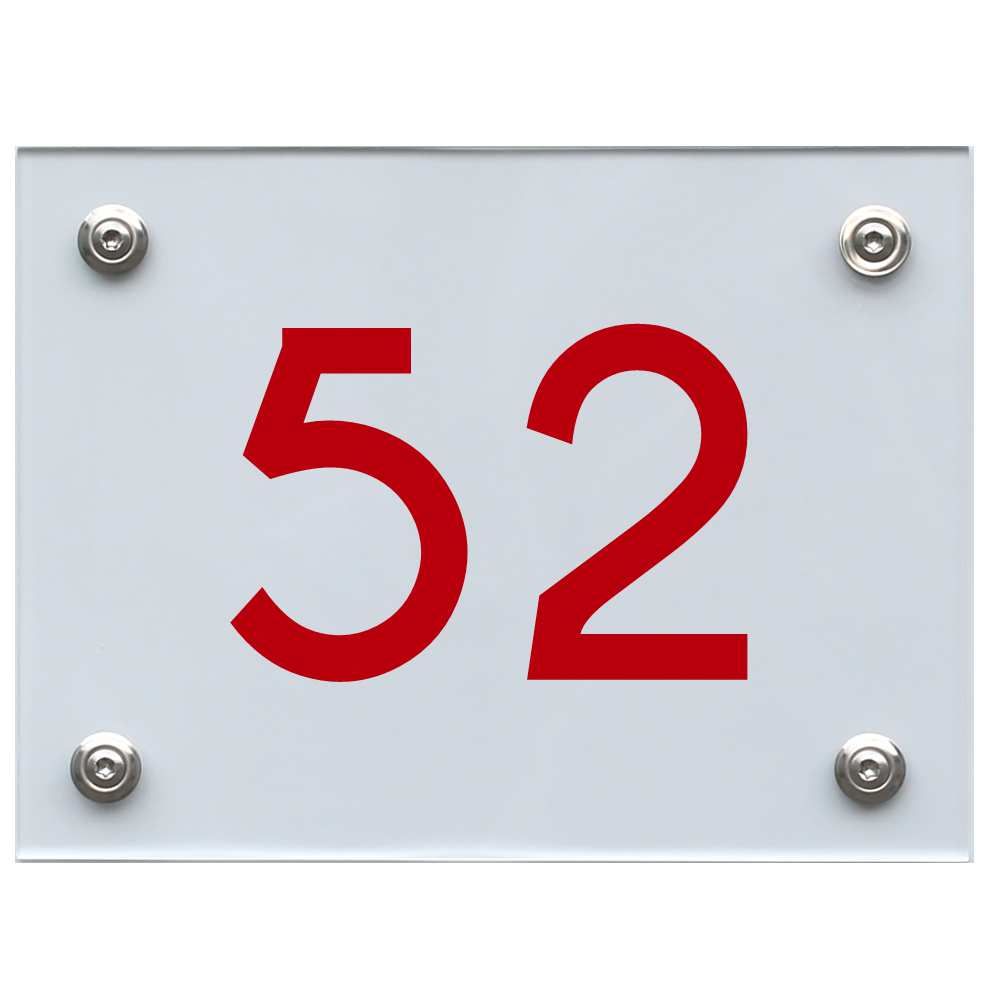 Hausnummernschild 52 rot