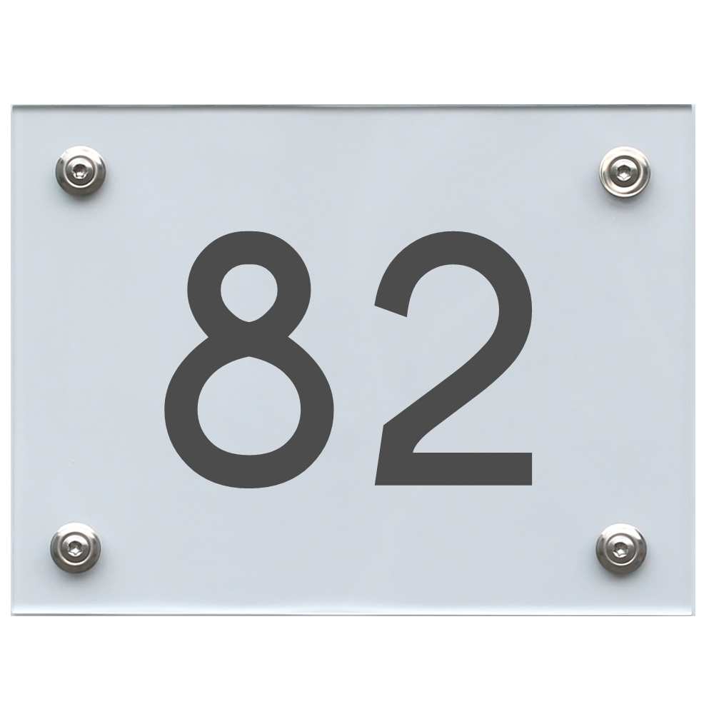 Hausnummernschild 82 dunkelgrau