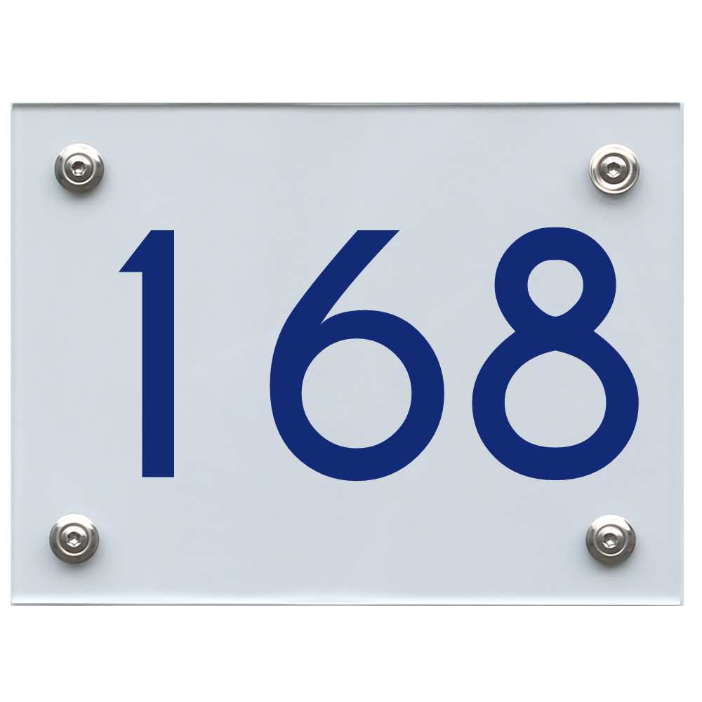 Hausnummernschild 168 blau