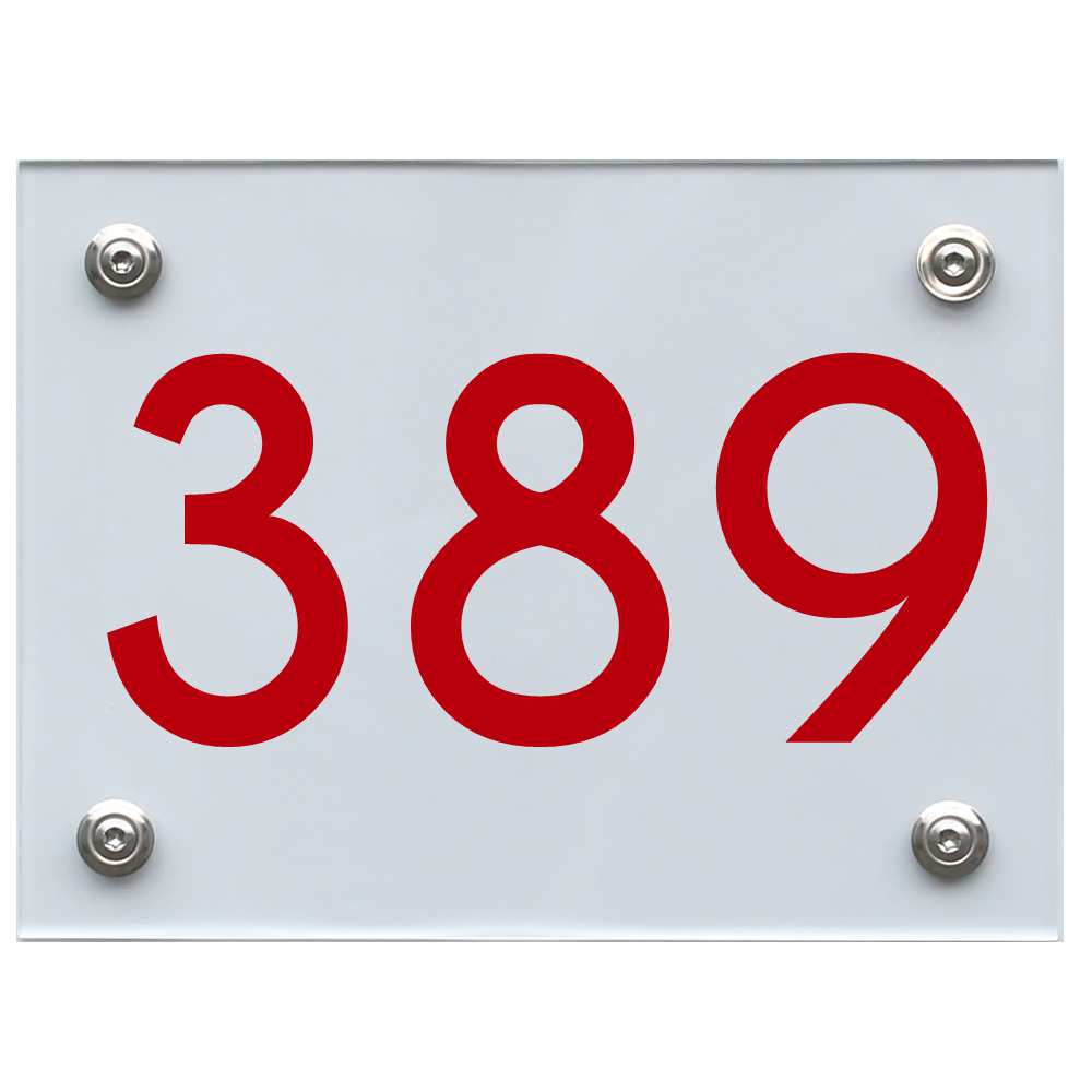 Hausnummernschild 389 rot