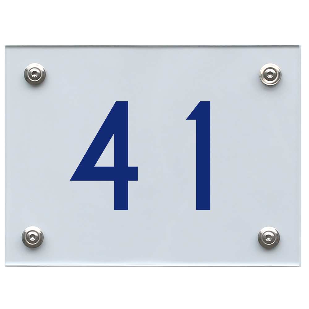 Hausnummernschild 41 blau