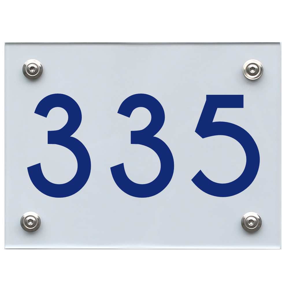 Hausnummernschild 335 blau