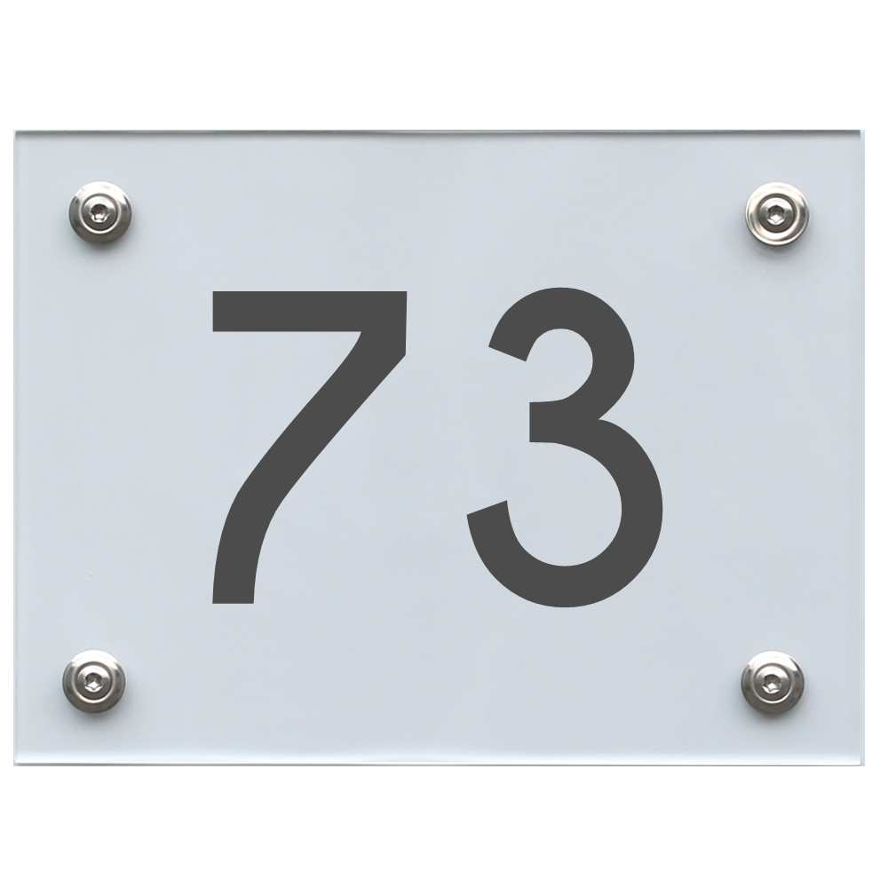 Hausnummernschild 73 dunkelgrau