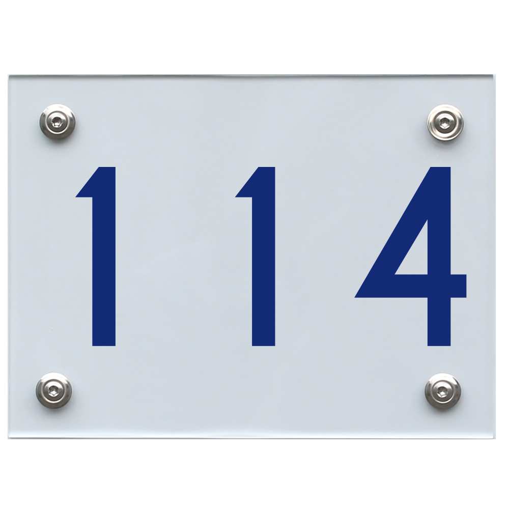 Hausnummernschild 114 blau