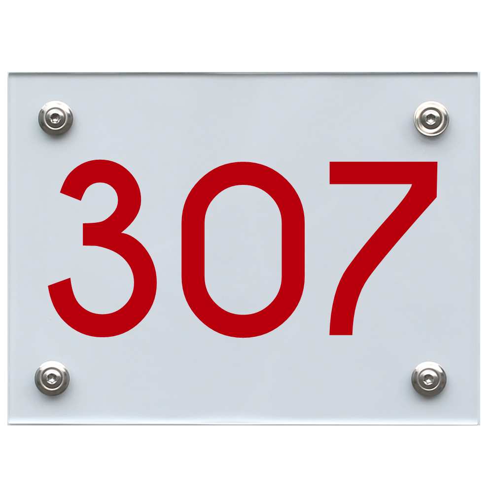 Hausnummernschild 307 rot